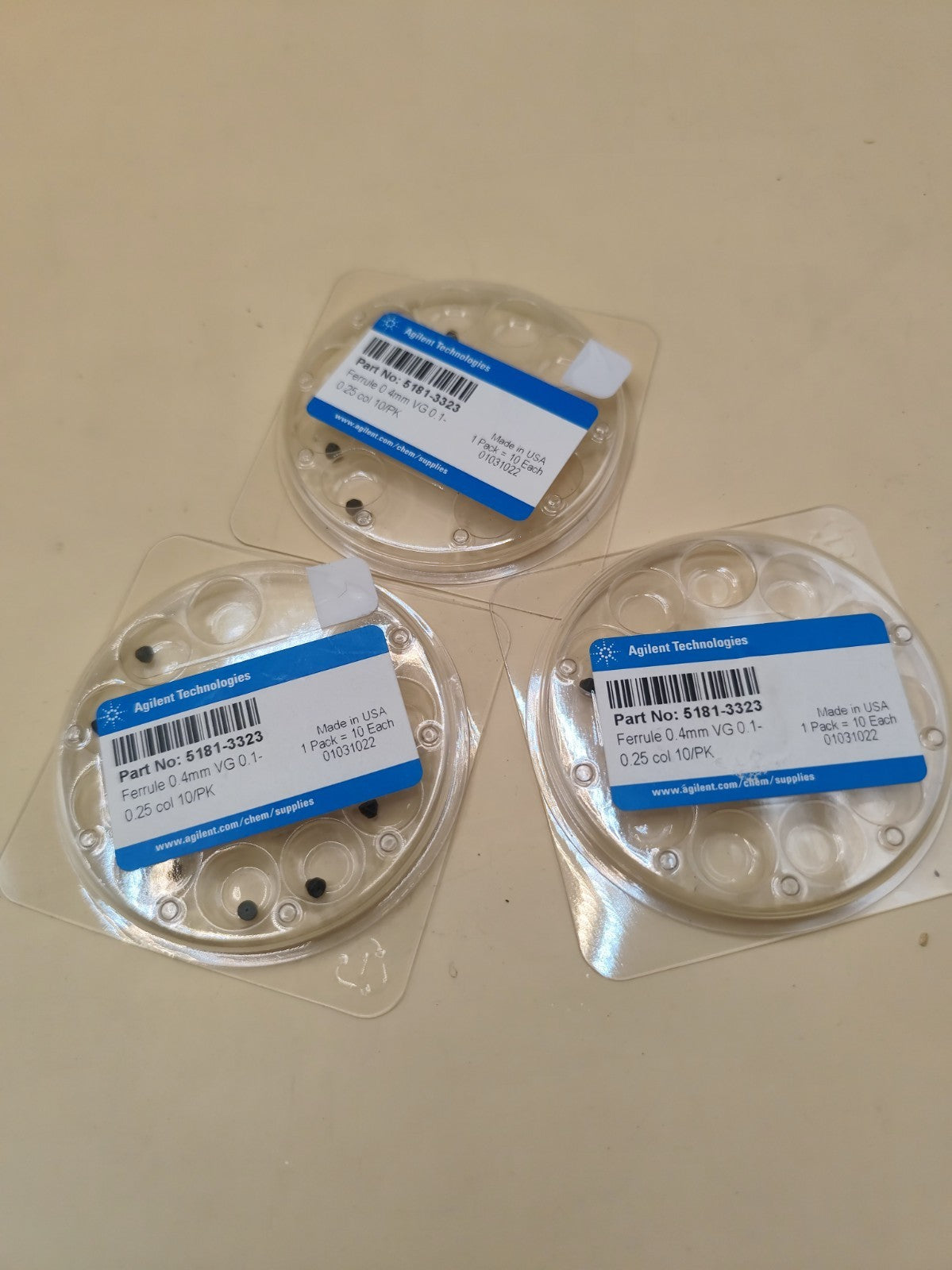 Agilent P/N 5181-3323 Ferrule 0.4mm VG 0.1-0.25 col 15 Pieces