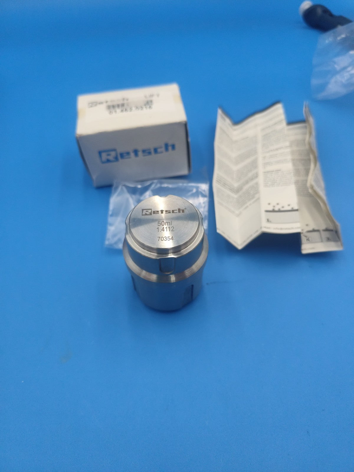 Retsch 70354 Mixing Mill Grinding Jar Chamber 50ml 1.4112 New With Seal And Ball