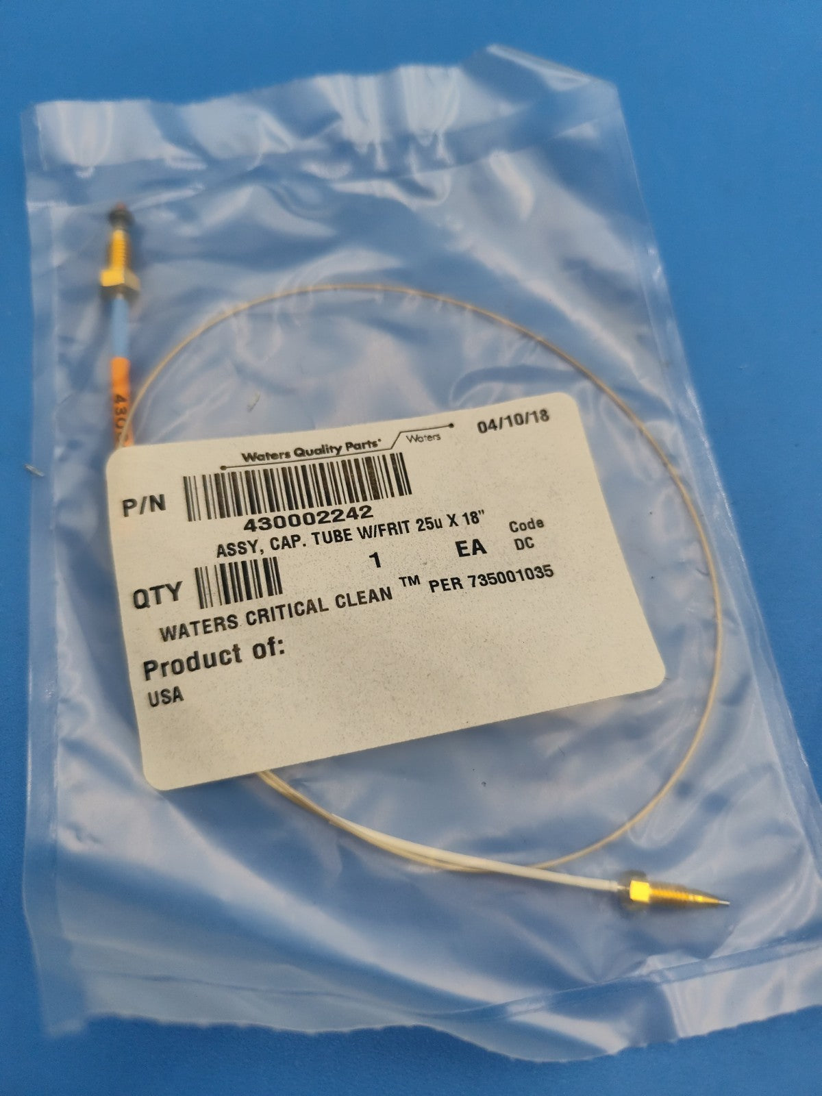 Waters Critical Clean 430002242 Capillary Tube with Frit 25u x 18"