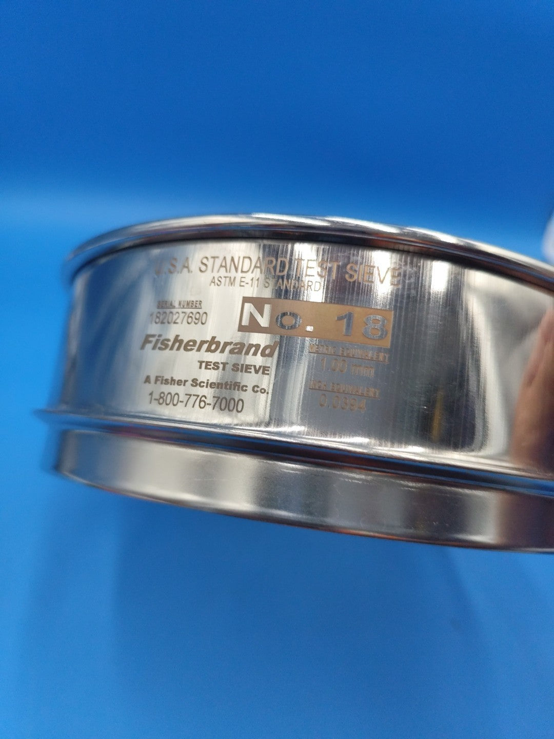 USA Standard Test Sieve No. 18 size Fishrbrand  Clean