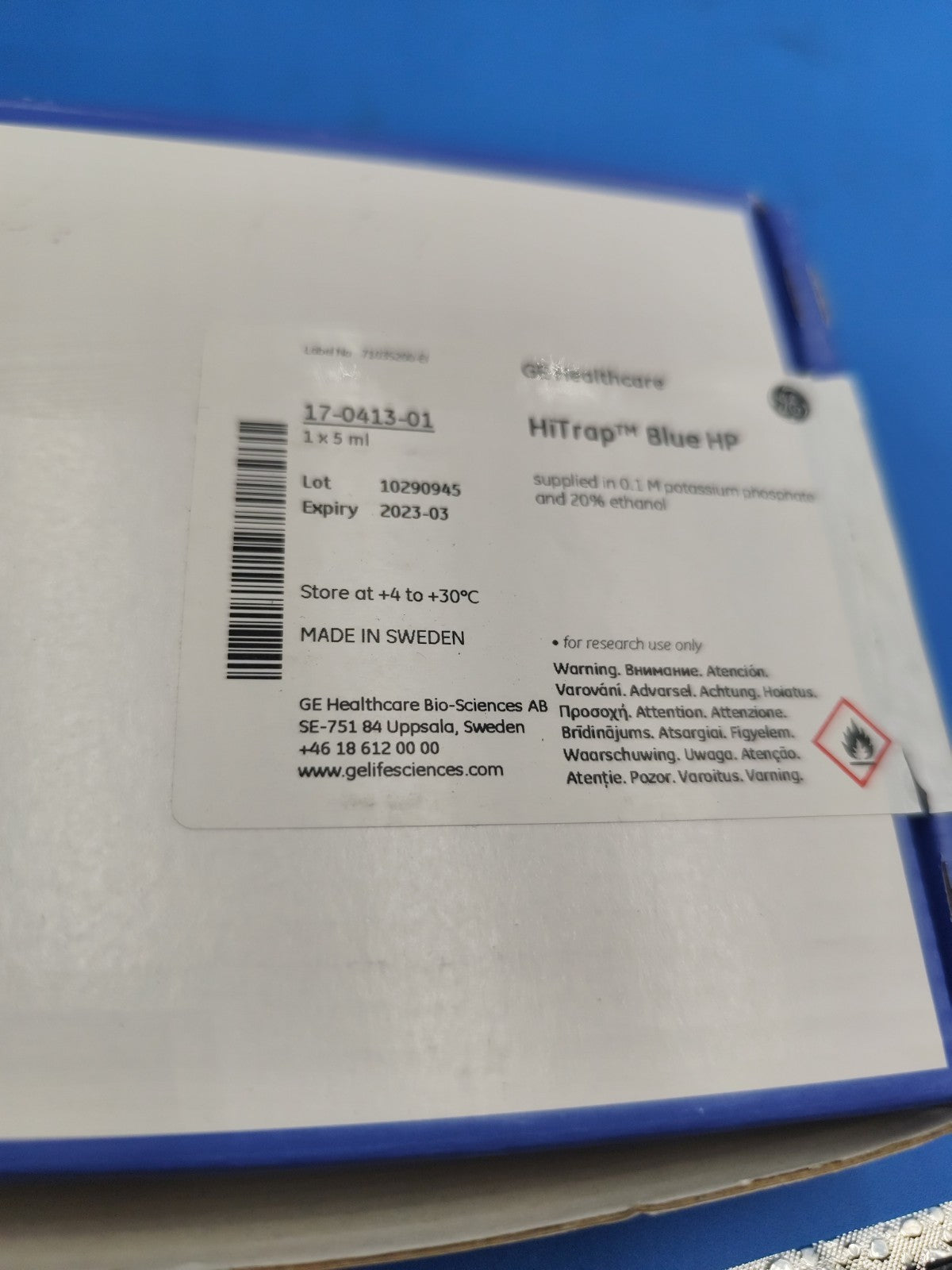 GE Cytiva 17-0413-01 HiTrap Blue HP 5 mL Column Box Of 5 With Accessories 
