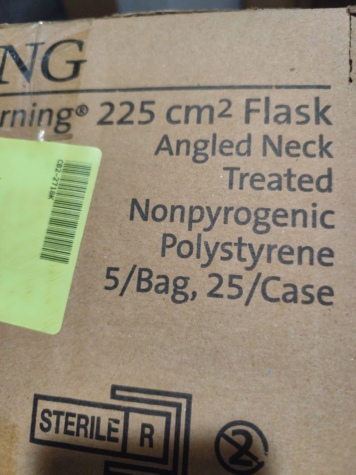 Corning 225 Cm2 Flask Angled Neck Treated 25 Case Expi 2018