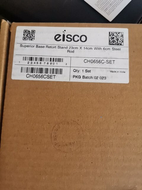 Eisco Labs Rectangular Retort Base & Rod Set - Steel - 9"x5.5" Base, 23.6" Rod