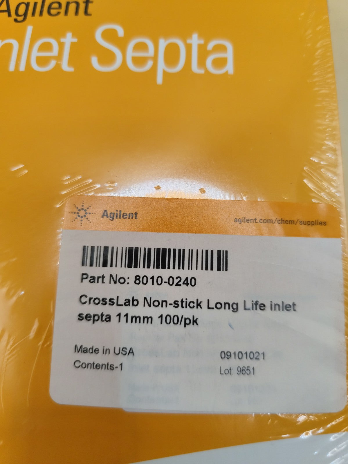 Agilent 8010-0240 Inlet septa, 11 mm, Non-stick Long Life, 100/pk
