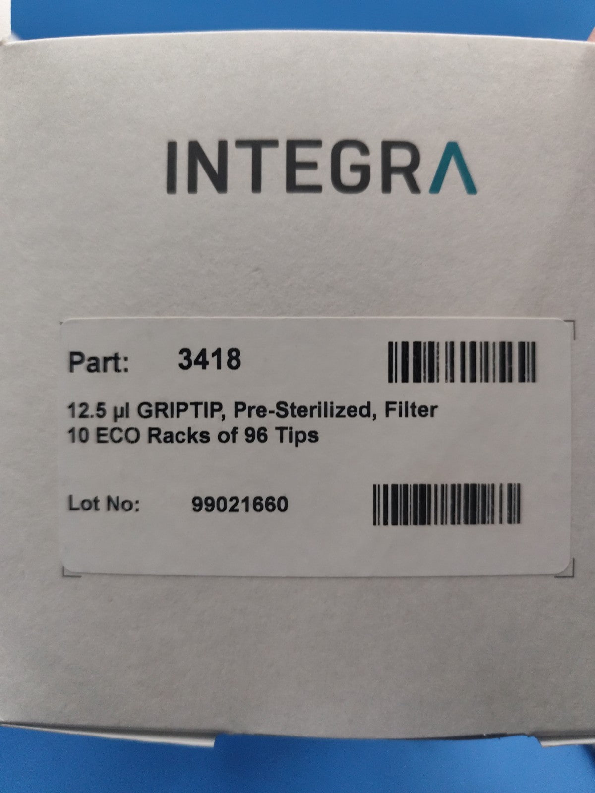 Integra 3418 12.5ul Sterile Filter 6 Eco Racks Of 96 Tips.