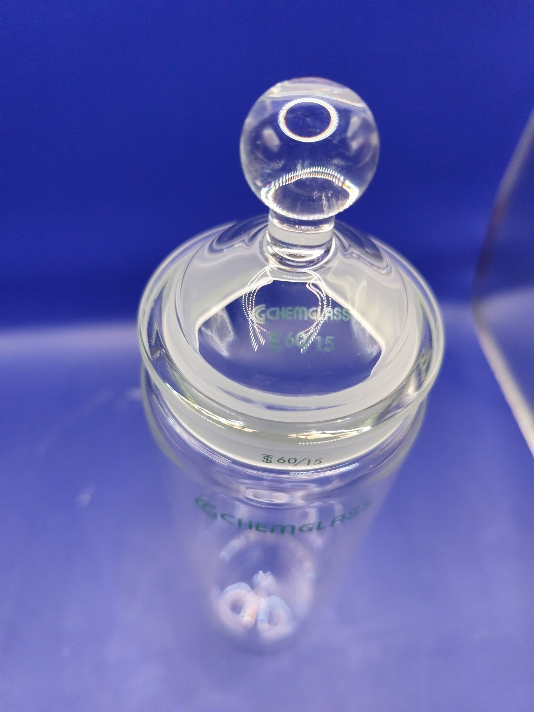 Chemglass 60/15 Glass TLC Developing Cylindrial Chamber Container With Lid