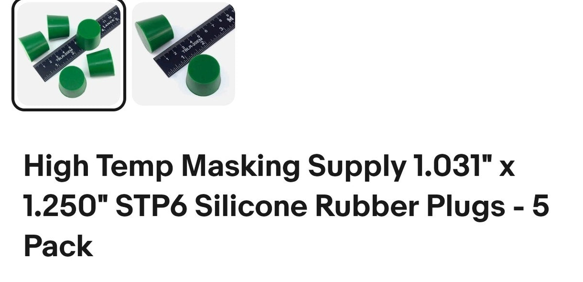 High Temp Masking Supply 1.031" x 1.250" STP6 Silicone Rubber Plugs - 5 Pack