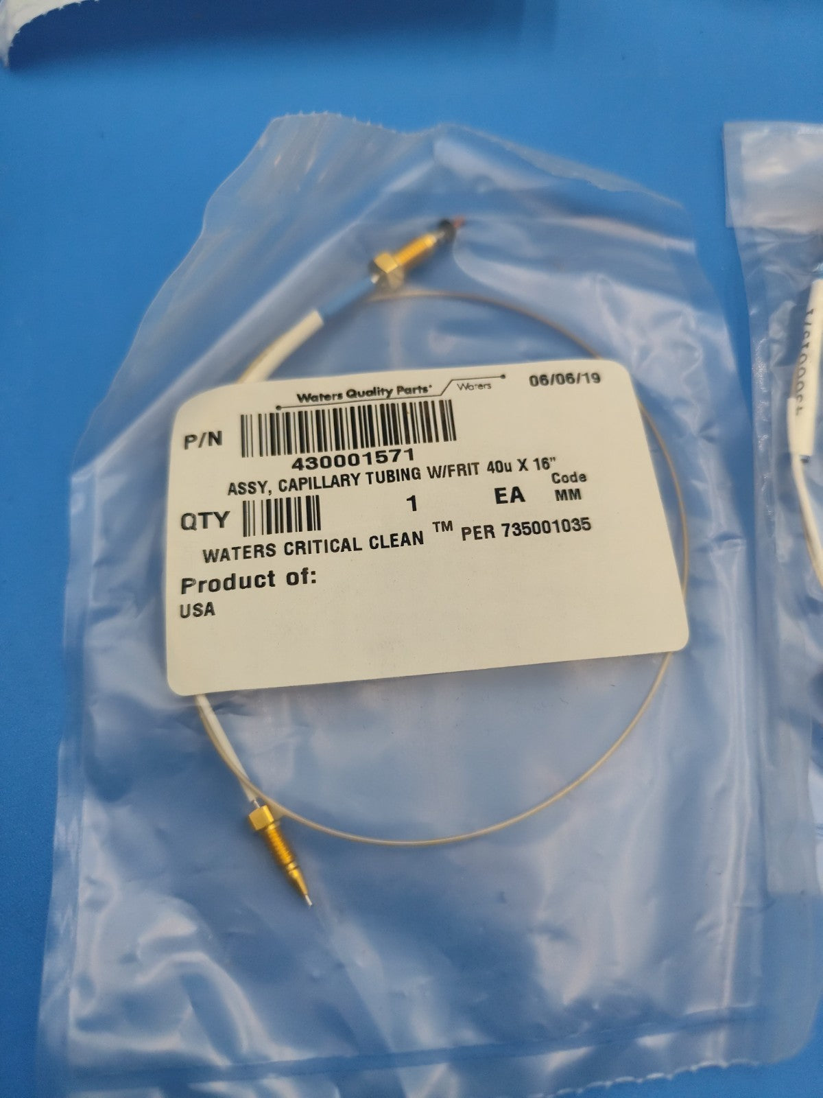 Waters Critical Clean 430001571 Capillary Tube Tubing with Frit 40u x 16"