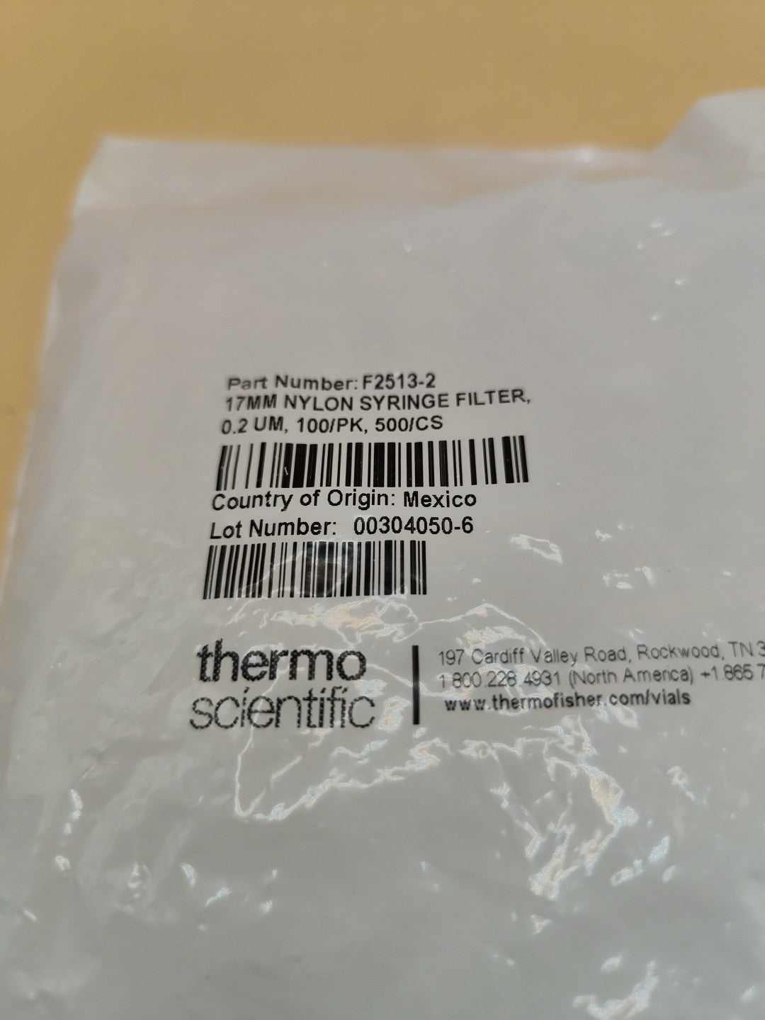 F2513-2 Thermo 17mm Nylon Syringe Filter 0.2um PK100