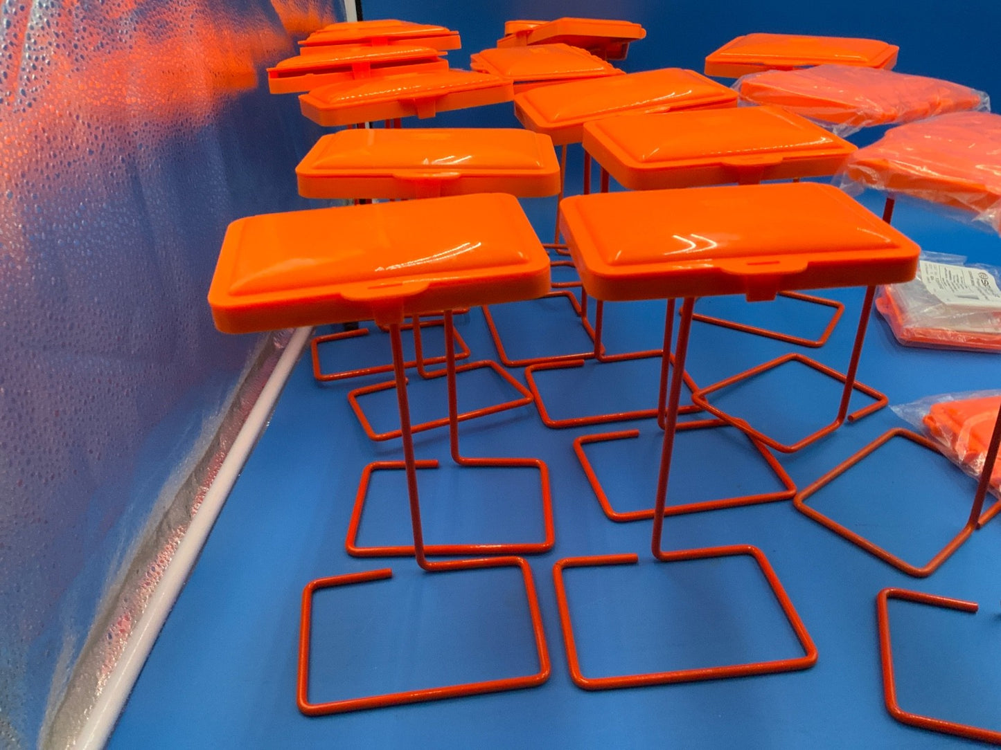 (4) Laboratory Bench-Top Biohazard Wire Frame Bag Holders 9 x 5 x 3.5 w Lid