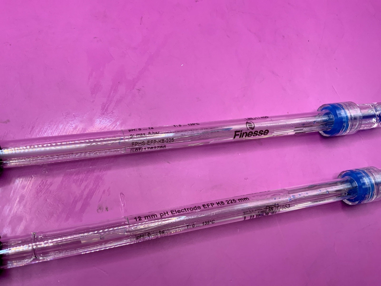 Set of two used 12mm pH electrode EFP K8 225 mm