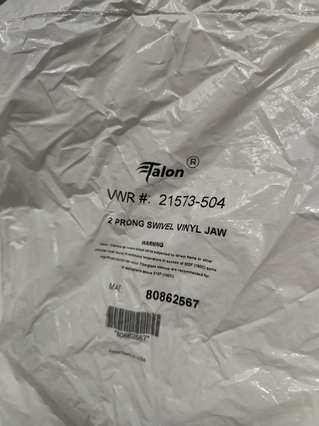 VWR #: 21573-504 2 PRONG SWIVEL VINYL JAW