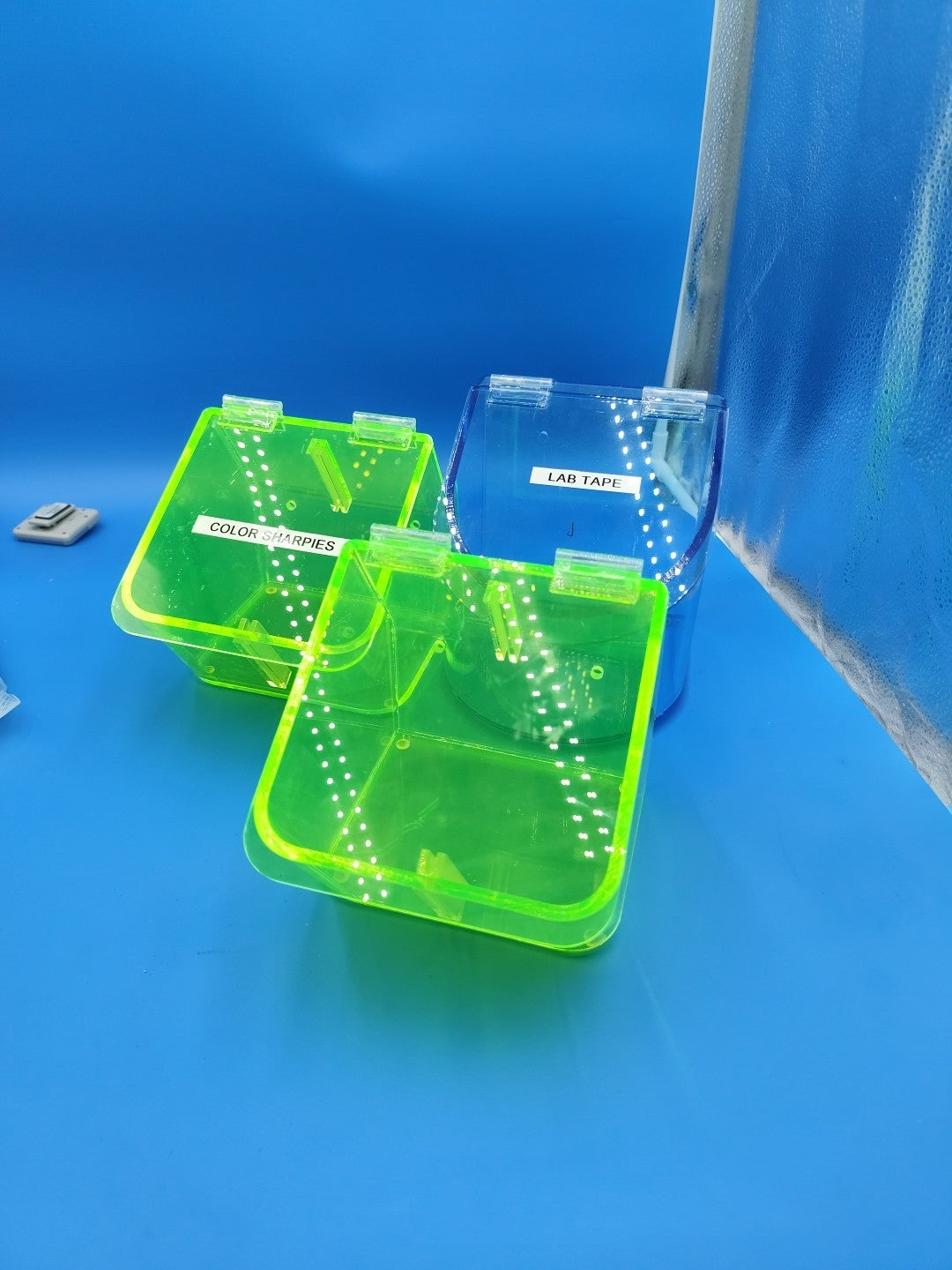 Acrylic Benchtop Dispensing Bin Green Or Purple