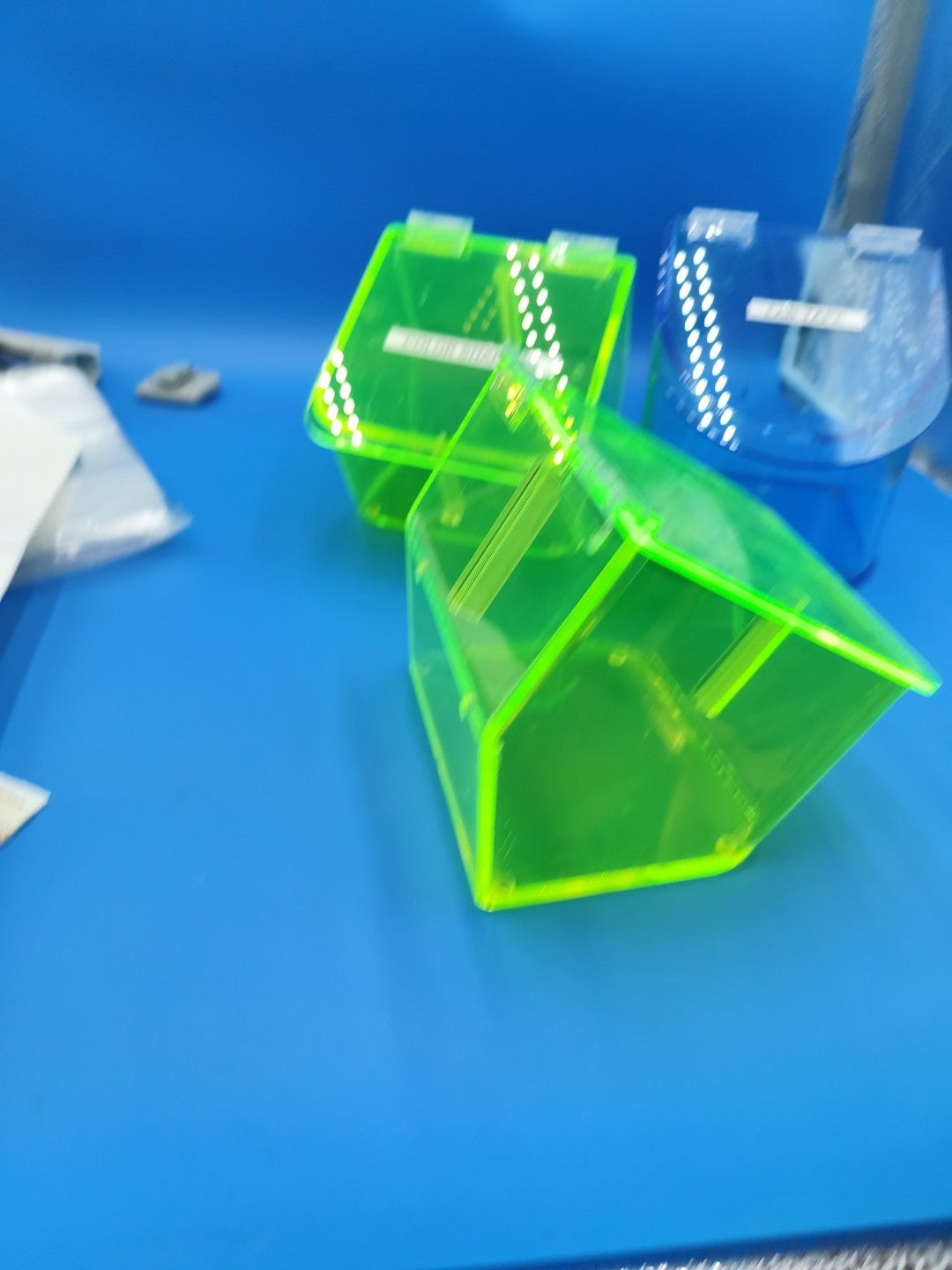 Acrylic Benchtop Dispensing Bin Green Or Purple