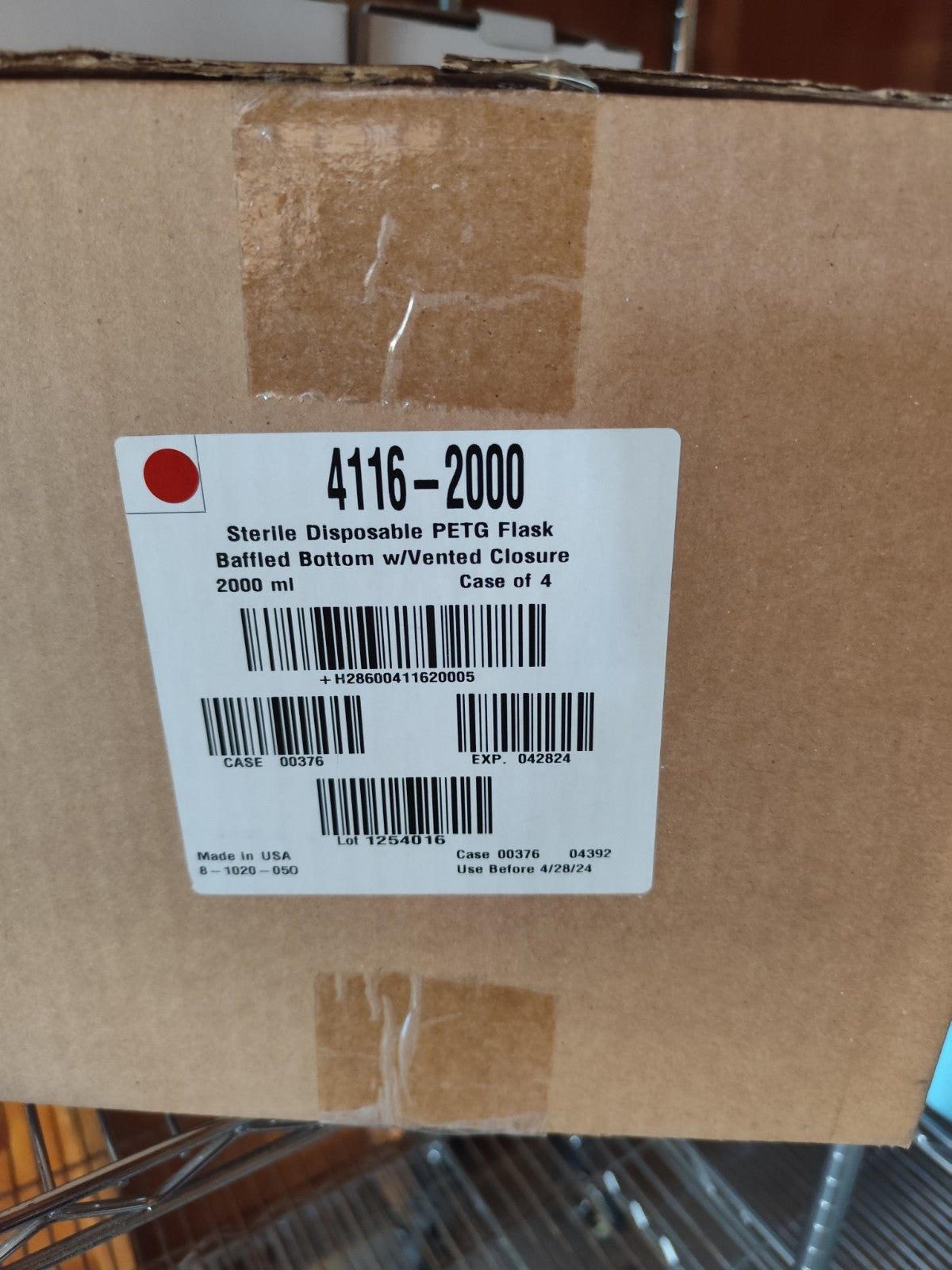 Thermo Scientific 2000ml 4cs PETG Flask Baffled w Vent 4116-2000