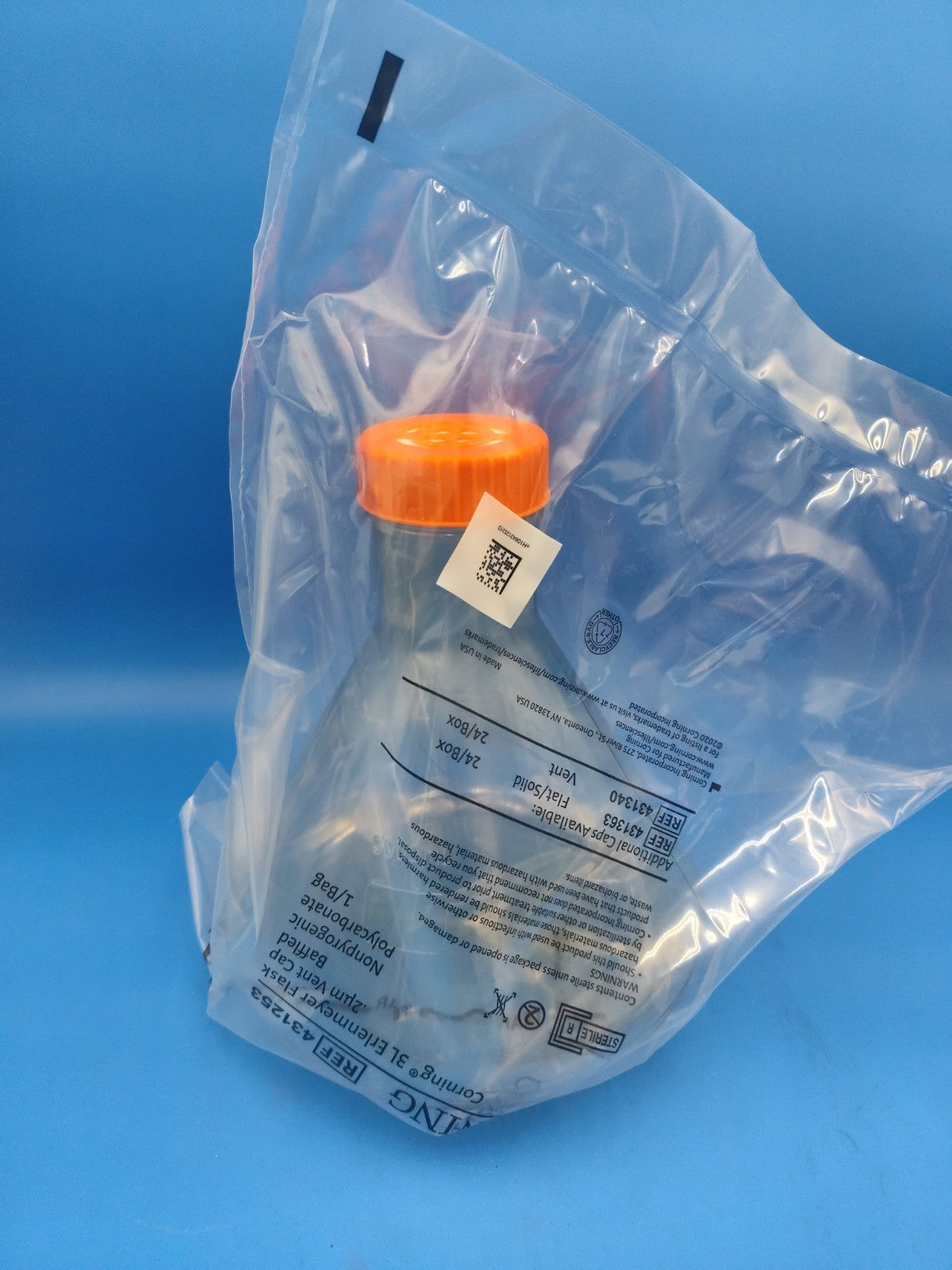 Corning 431253 3L Baffled Polycarbonate Erlenmeyer Flask with Vent Cap  1 Each