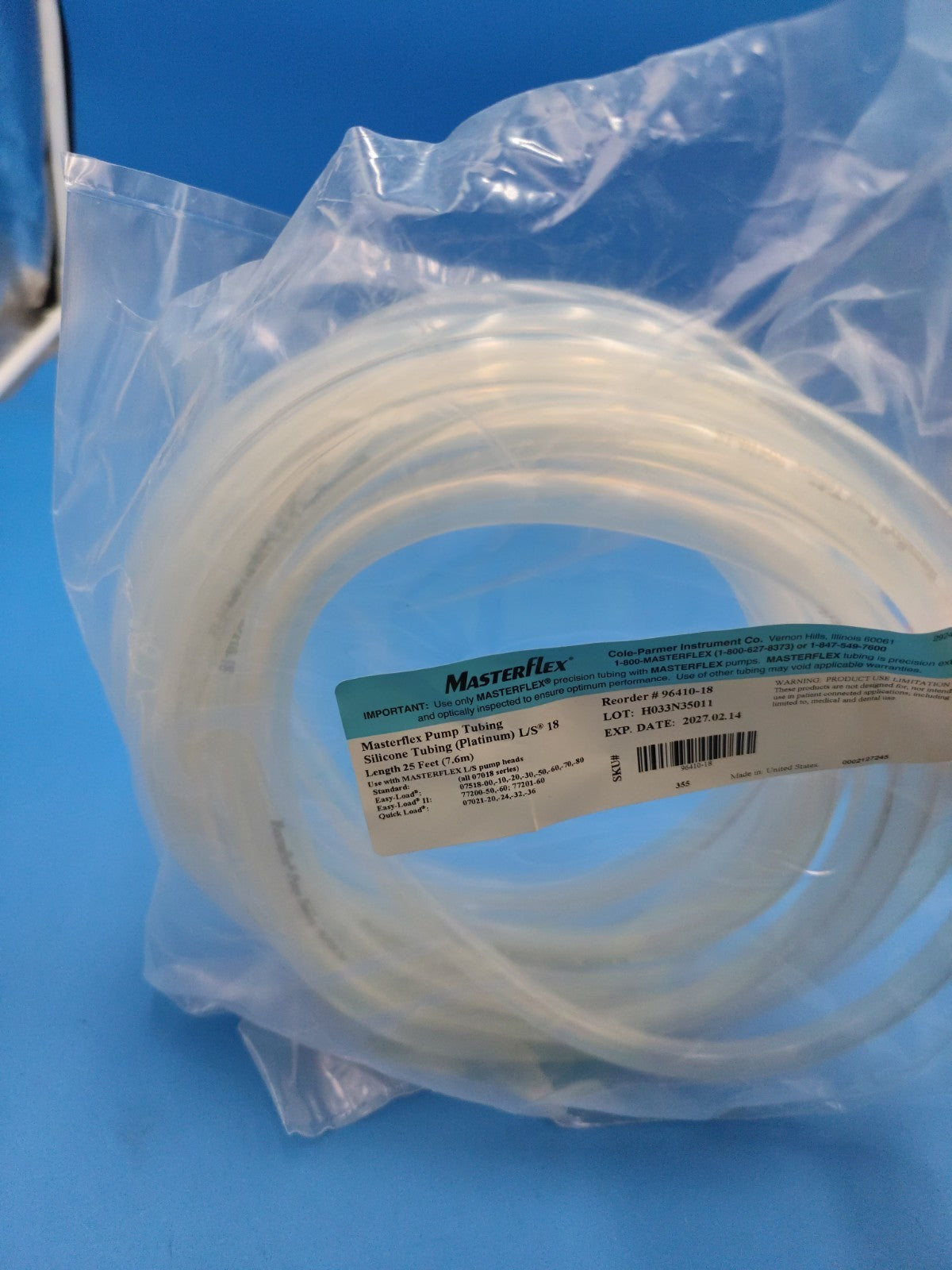 Masterflex 96410-24 Platinum-Cured Silicone Pump Tubing