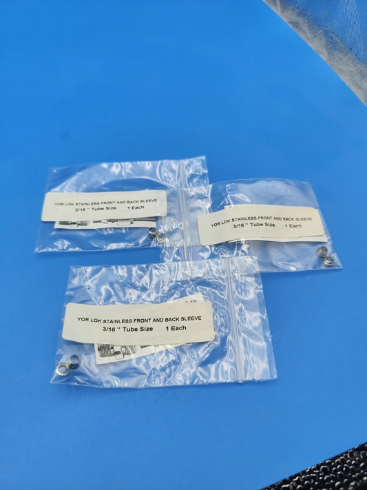 3 Sets Yor-Lok stainless steel front and back sleeve (ferrule) 3/16" 