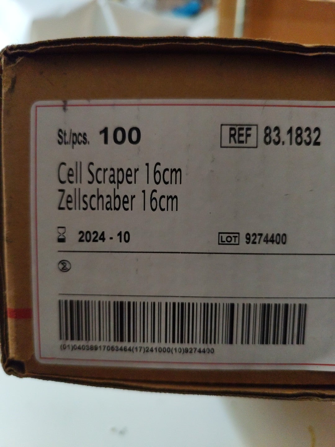 SARSTEDT cell scraper 16cm 83.1832 Case Of 100