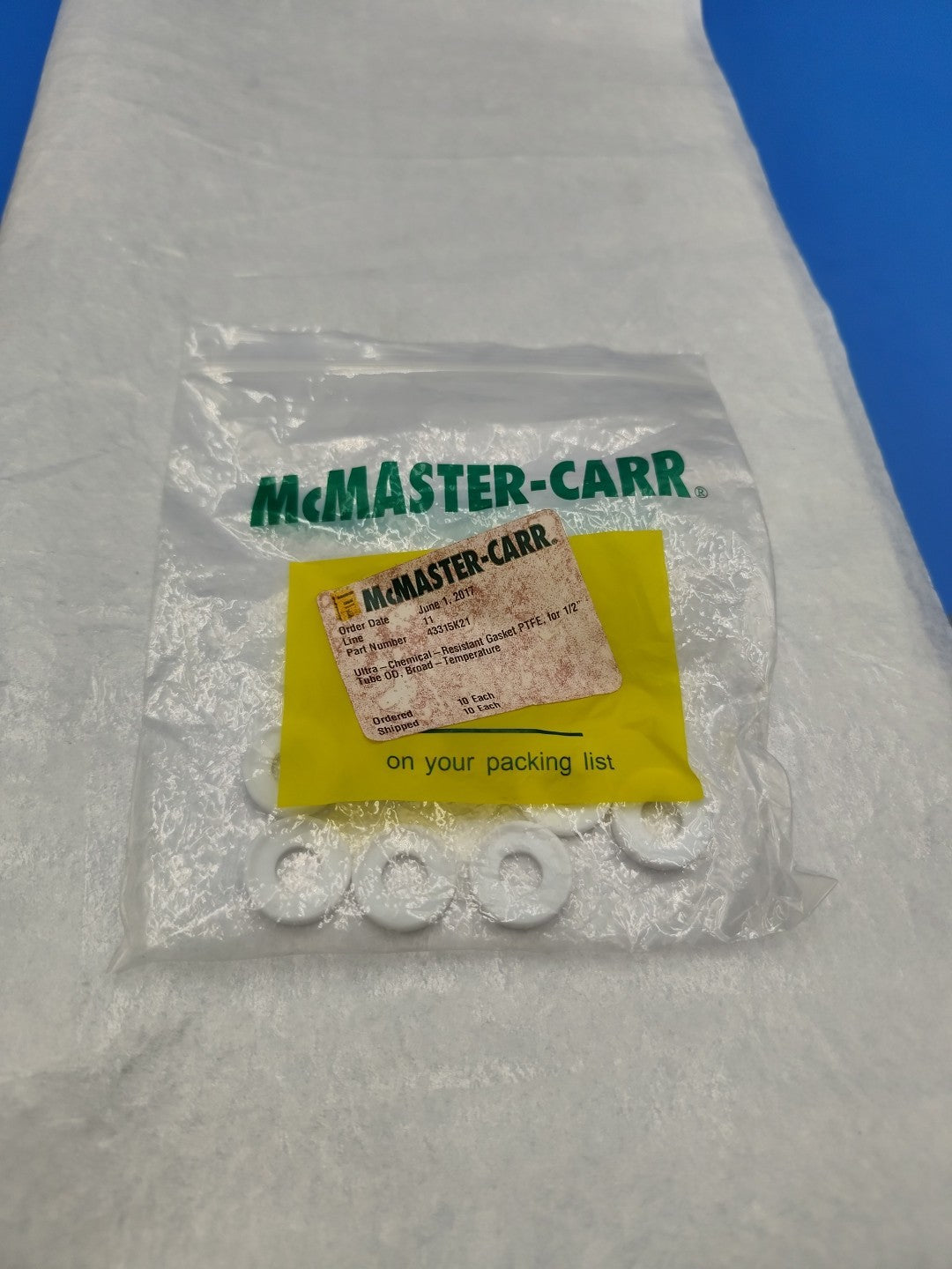Ultra-Chemical-Resistant PTFE Plastic Gasketfor 1/2" Tube OD 7 PCs 