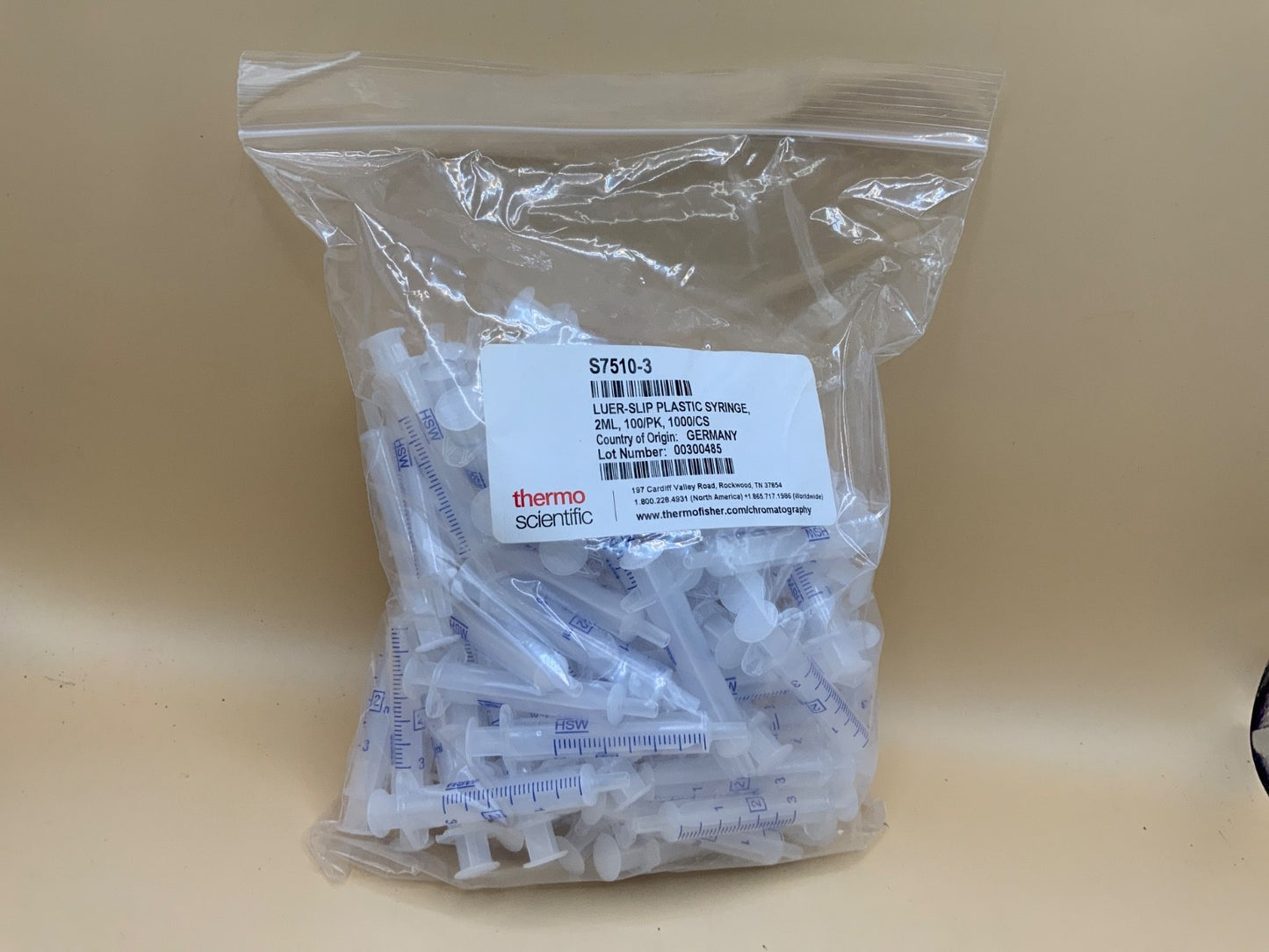 Thermo 2 ml Luer-Slip plastic syringe without needle NOT medical device