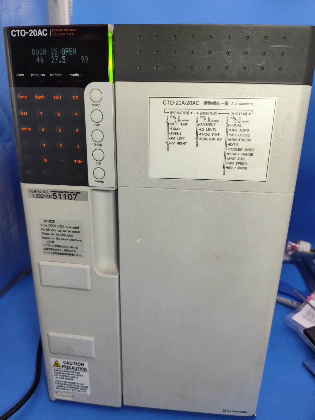 Shimadzu CTO-20AC Prominence Column Oven Door Is Open