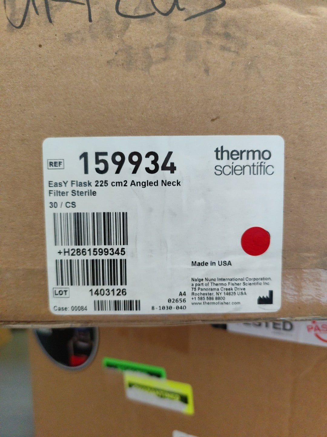 159934 Thermo EasY Flask 225cm2 Angled Neck Filter Sterile Case Of 30 Exp 2027