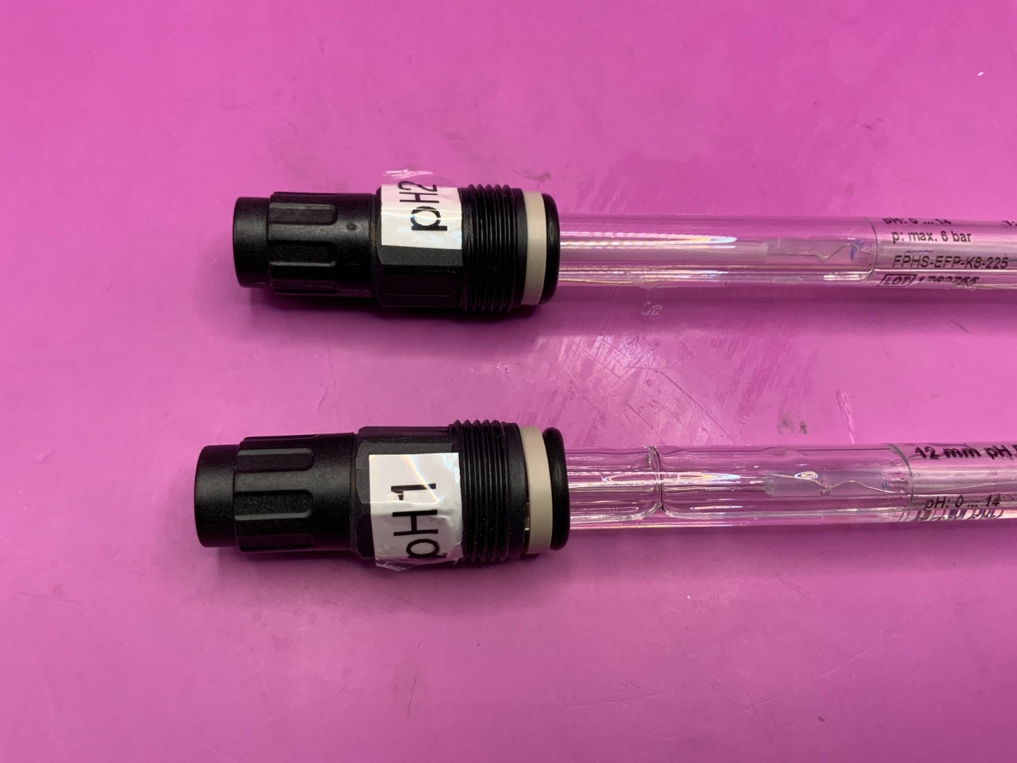 Set of two used 12mm pH electrode EFP K8 225 mm