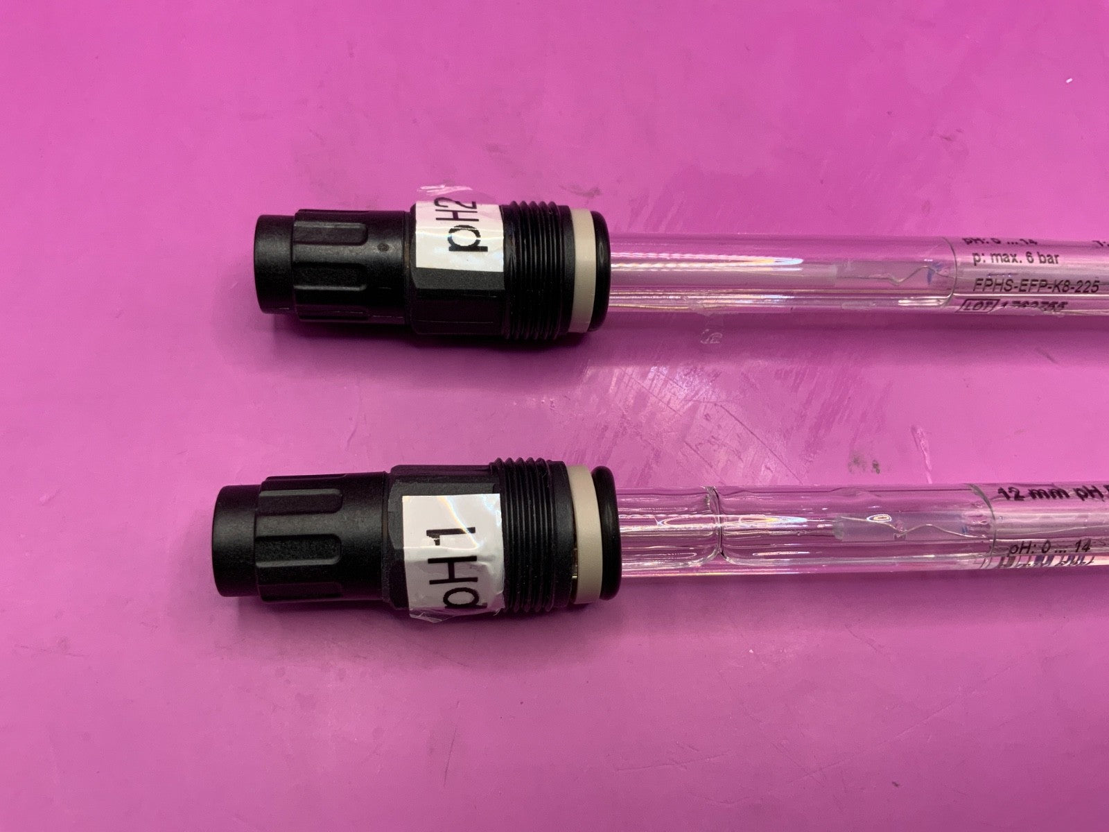 Set of two used 12mm pH electrode EFP K8 225 mm