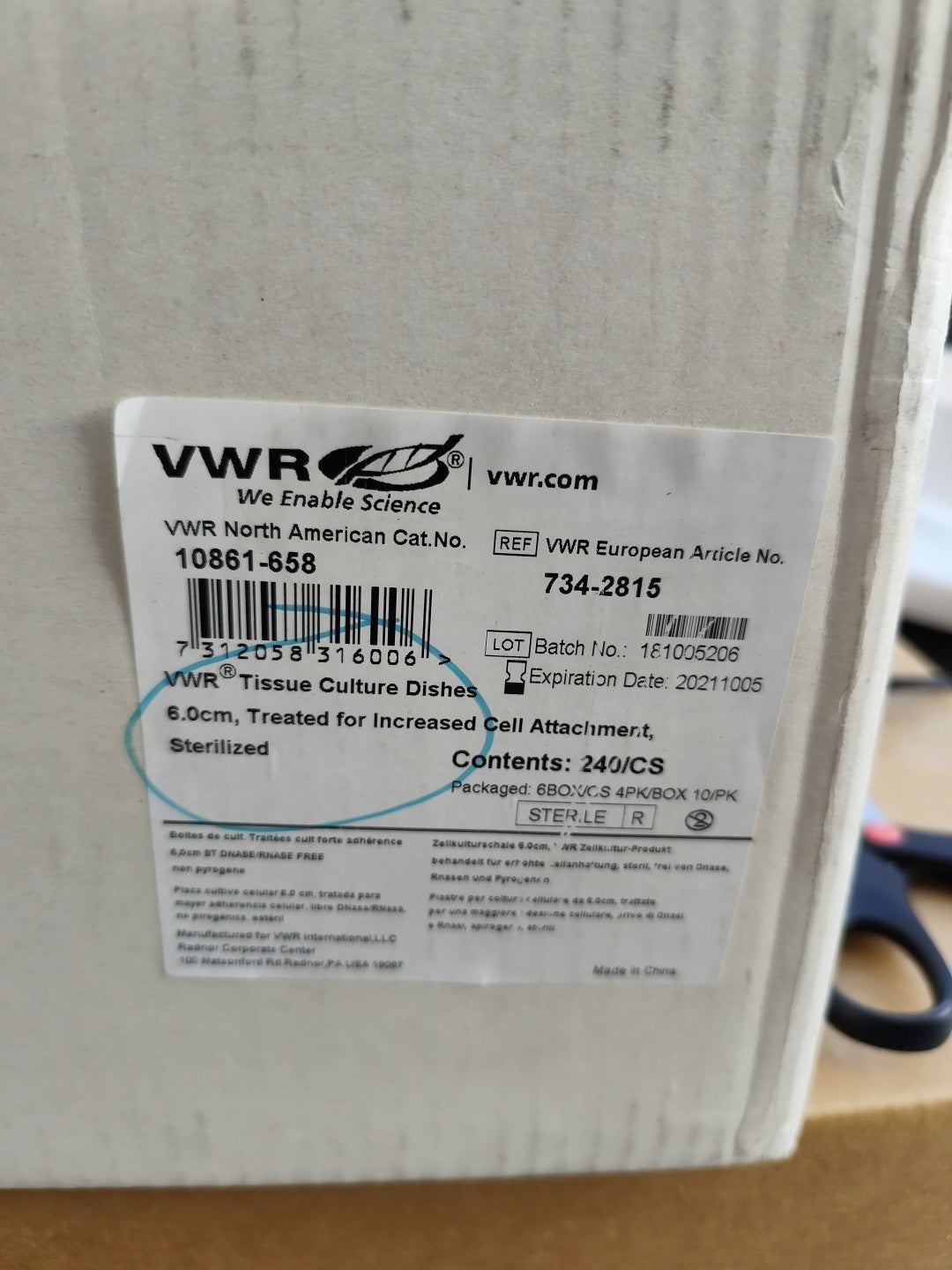 VWR 6.0 cm DISH CELL ATTACHMENT TREATED Open Case Of About 160 10861-658