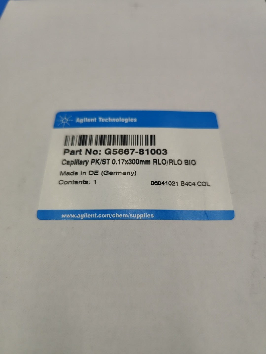 G5667-81003 Capillary PEEK/ST 0.17 x 300 mm RLO/RLO Stainless steel 0.17 mm id