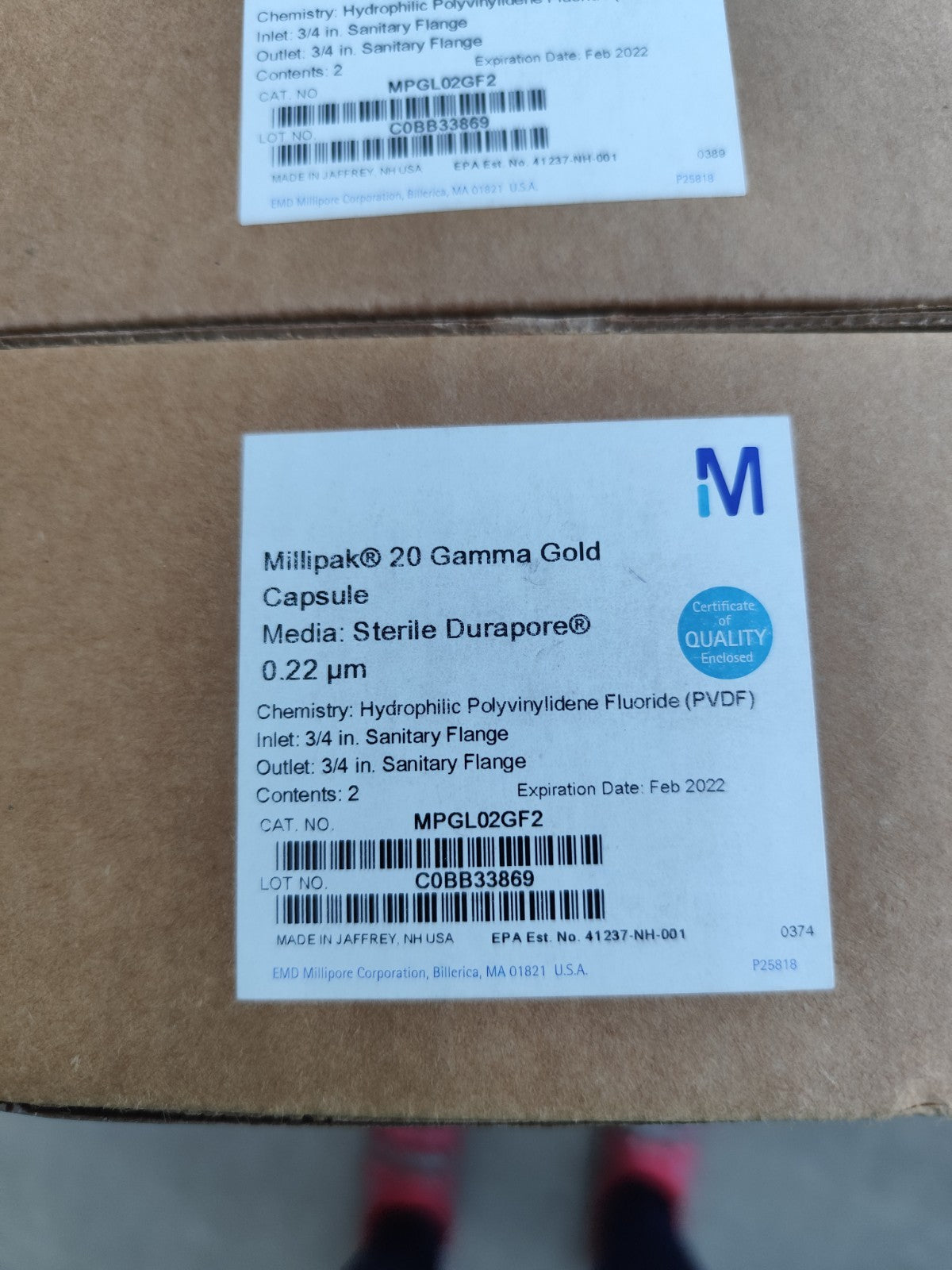 Millipak 20 Gamma Gold Capsule Sterile Durapore 0.22 μm PVDF MPGL02GF2
