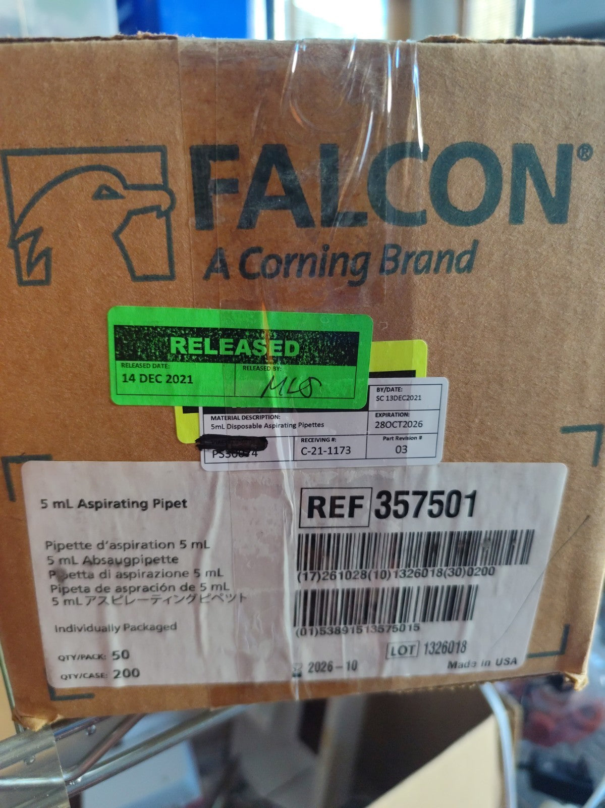 5ml Aspirating Pipet Falcon 357501 Full Case