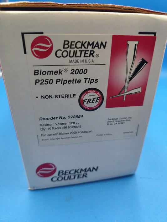 Beckman Coulter Biomek 2000 P250 Pipette Tips 8 Racks Of 96 # 372654