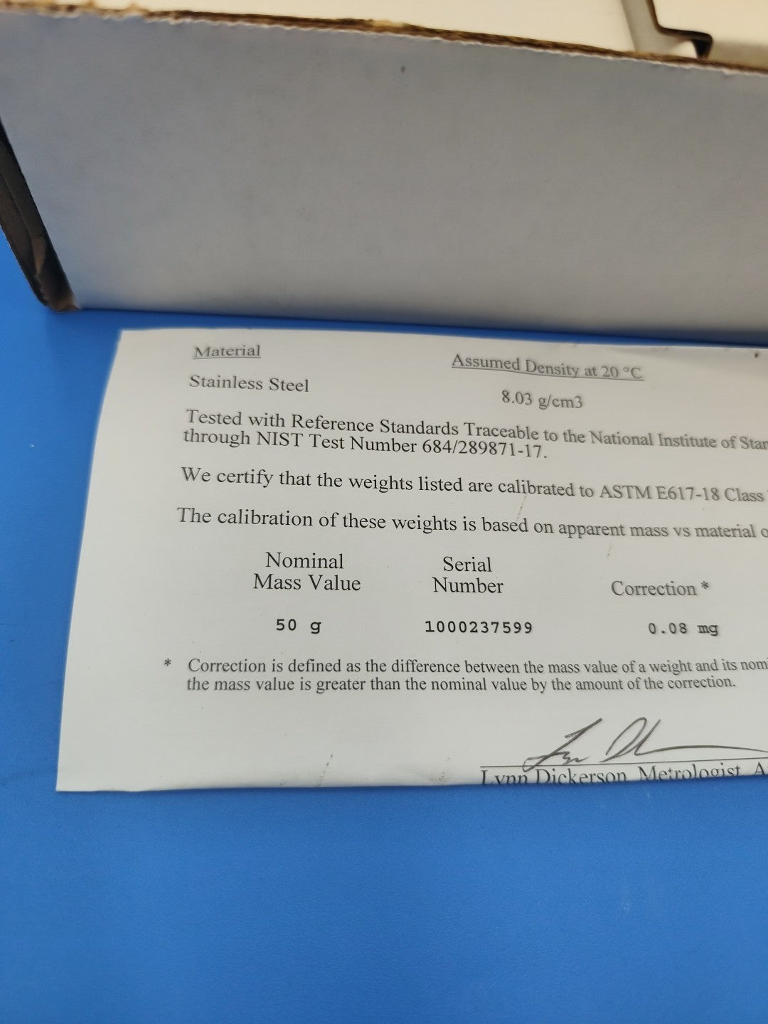 Troemner 50g Class 3 Tolerance ASTM 80858202 With Traceable Certificate New