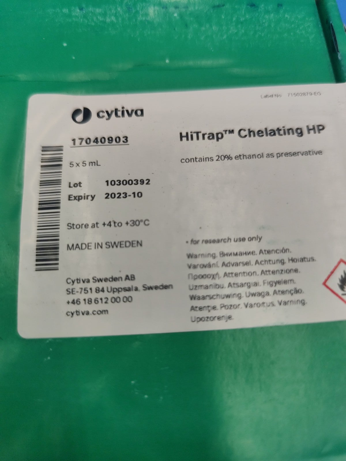 HiTrap Chelating HP affinity column 5 mL 5/Pk 17040903 New Seal 