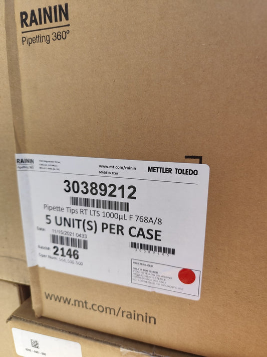 30389212 Racked tips 1000 μL Rainin LTS Sterile Filter 40 racks Full New Case