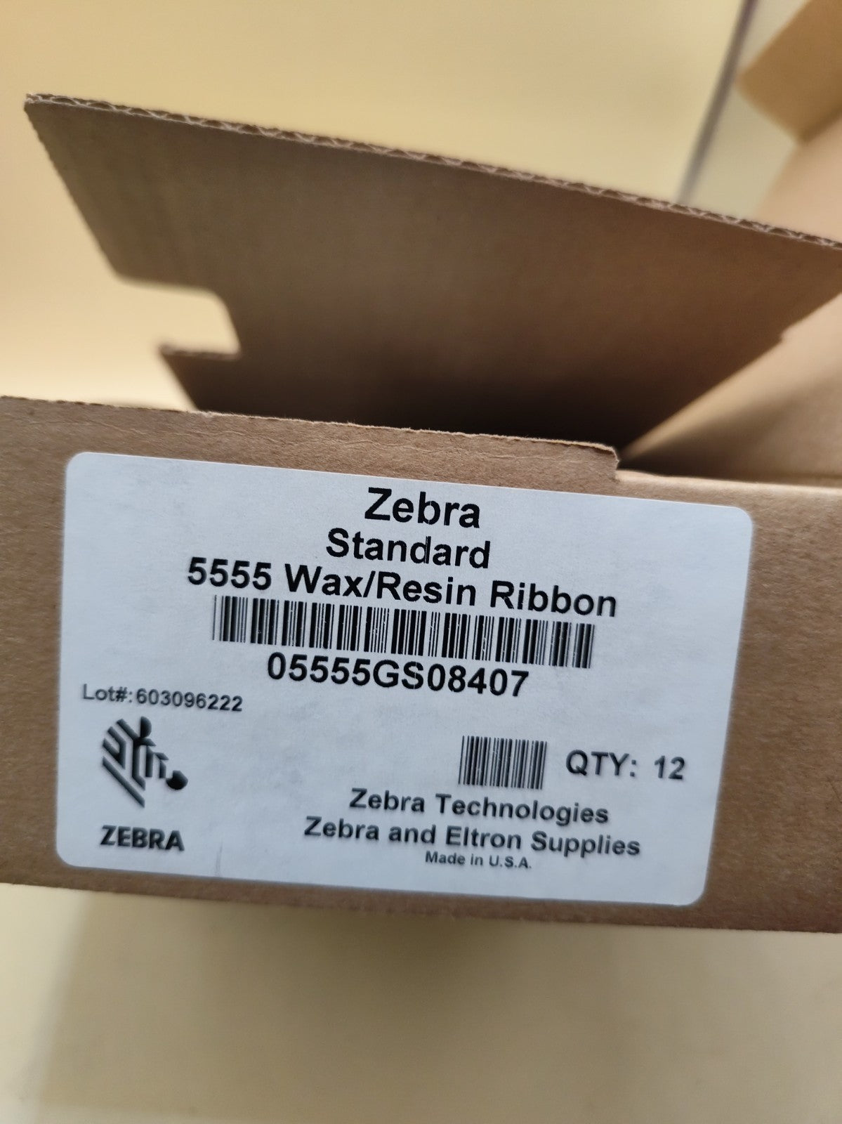ZebraStandard5555 Wax/Resin Ribbon Open Box Of 10