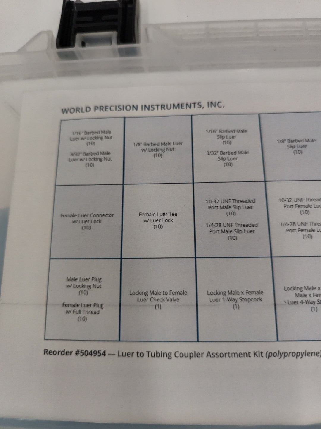 world precision instruments luer to tubing coupler assortment kit