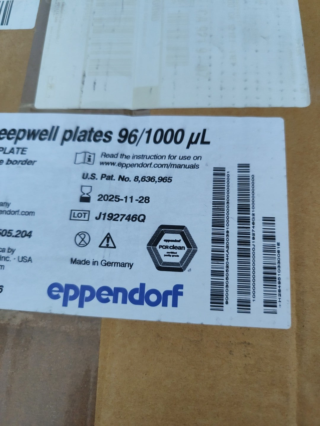 Eppendorf Deepwell Plate 1000ml Open Cs 70 Expi 2025 951033006