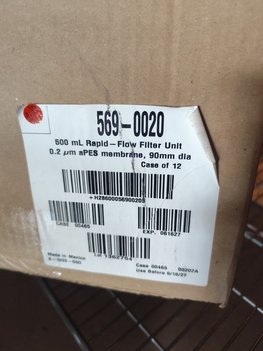 569-0020 500 mL Rapid -Flow Filter Unit 0.2 µm aPES 90mm Open Case 10 Filters
