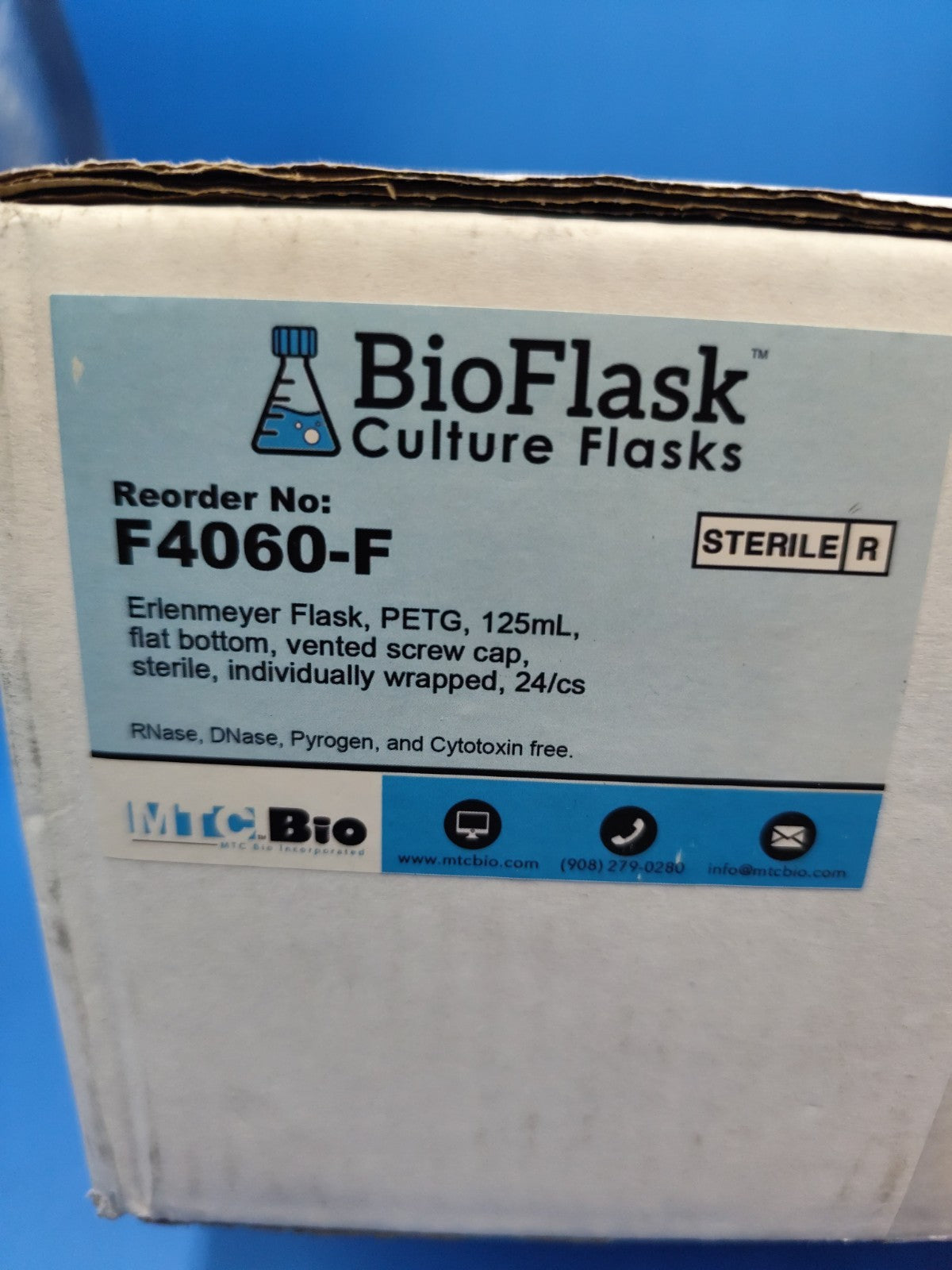 MTC Bio BioFlask Culture Flasks, specifically the 125mL Erlenmeyer Vented Screw