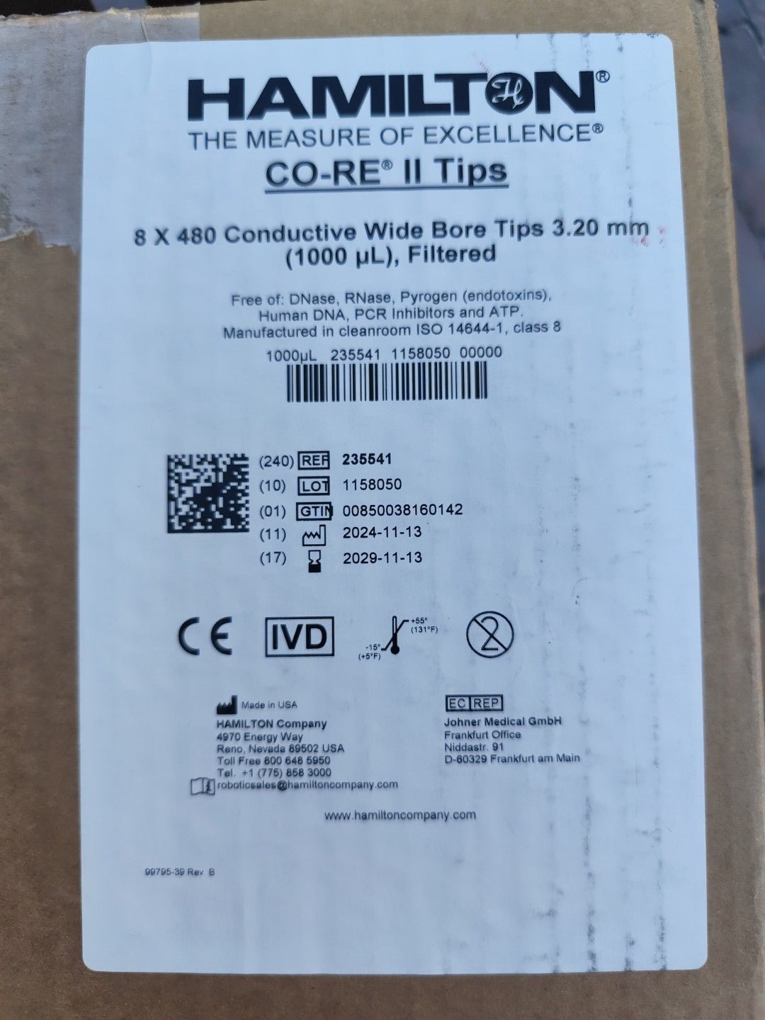 HAMILTON  CO-RE II Tips Tip  8X480 Conductive WideB 1000 µL Filtered 235541fast1