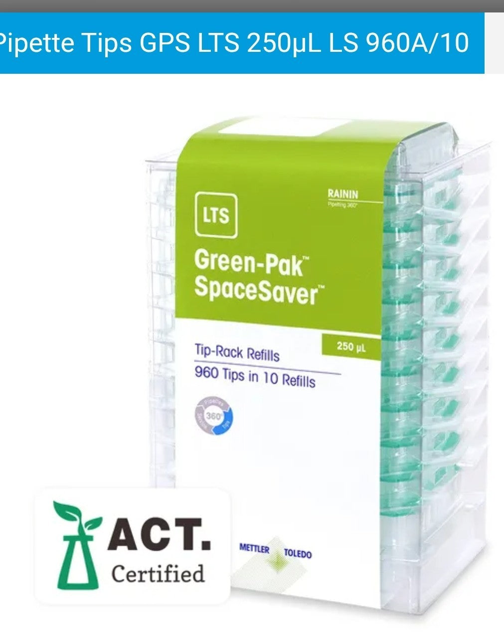 30389302 Rainin Low Retention LTS 250 ul Refill Sterile  960 Tip year 2020