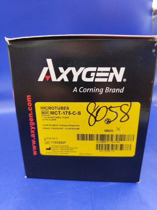 Axygen 1.7ml Microtube Ultra Clear Dnase Rnase Free 250 Pcs Exp April 2025 