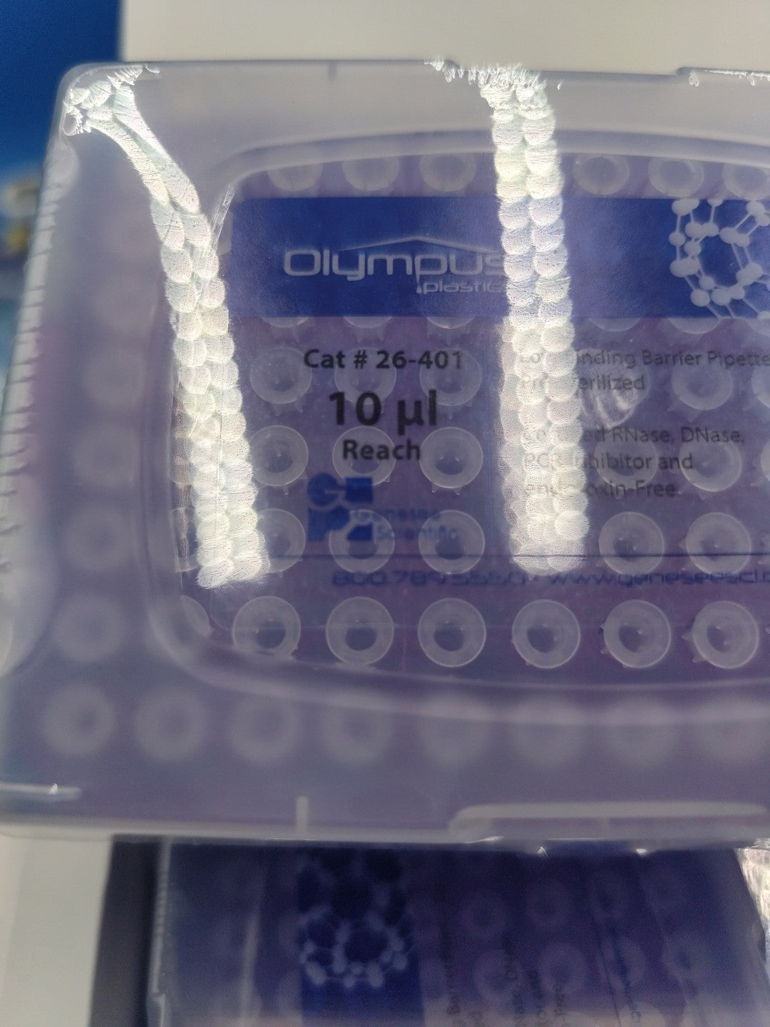 26-401 Olympus Plastics 10µl Reach Barrier Pipette Tips 9 Racks Universal Fit