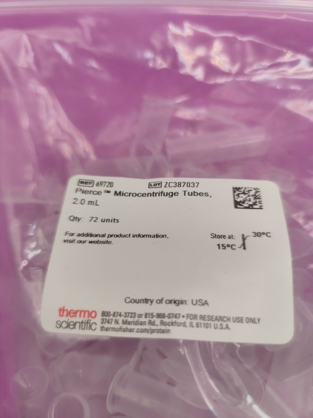 Pierce micro centrifuge tube 2.0 ml 69720 Pack Of 72