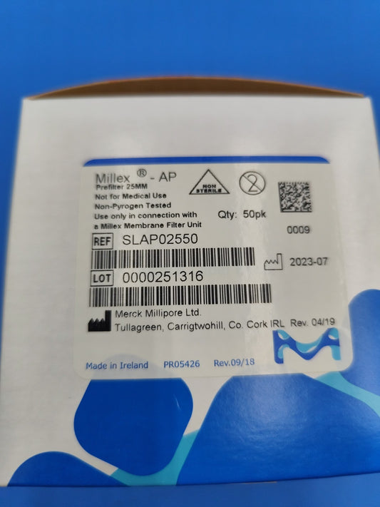 50-pack of the Millex AP 25mm Prefilter SLAP02550 Year 2023