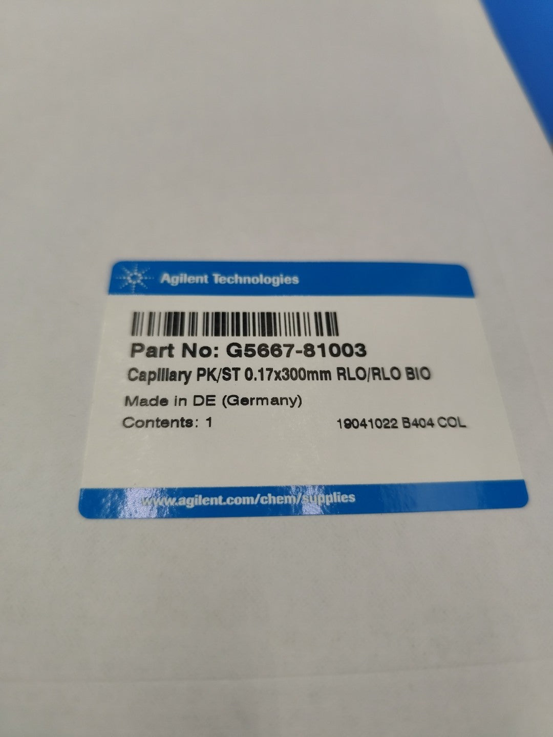 G5667-81003 Capillary PEEK/ST 0.17 x 300 mm RLO/RLO Stainless steel 0.17 mm id