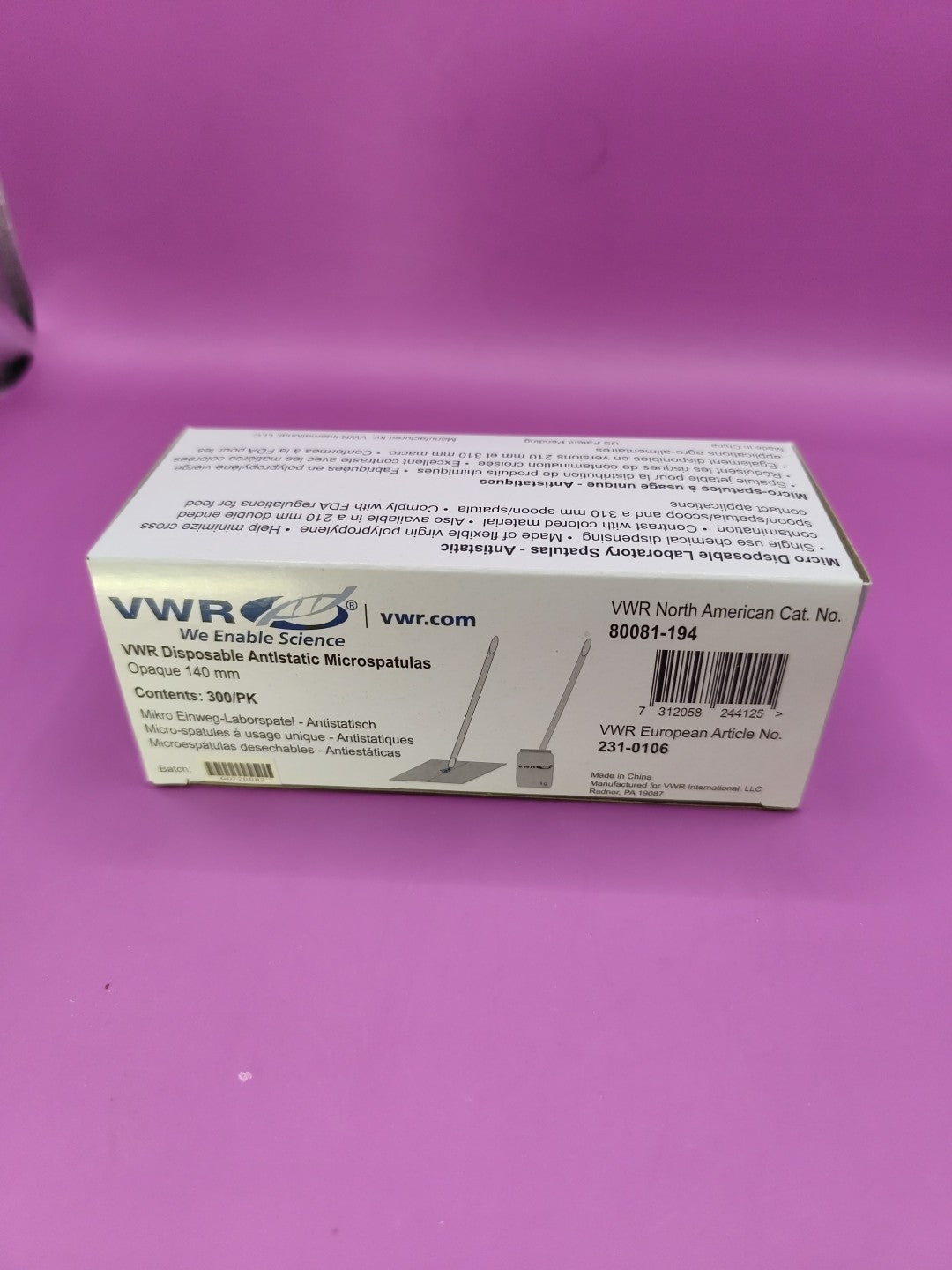 VWR disposable antistatic microspatulas opaque 140mm 300pcs